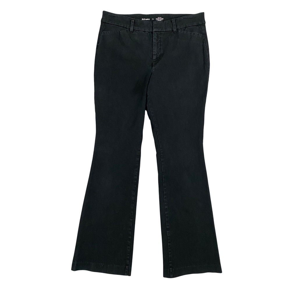Old Navy Womens High Rise Pixie Flare Pants Black Jack Size 10
